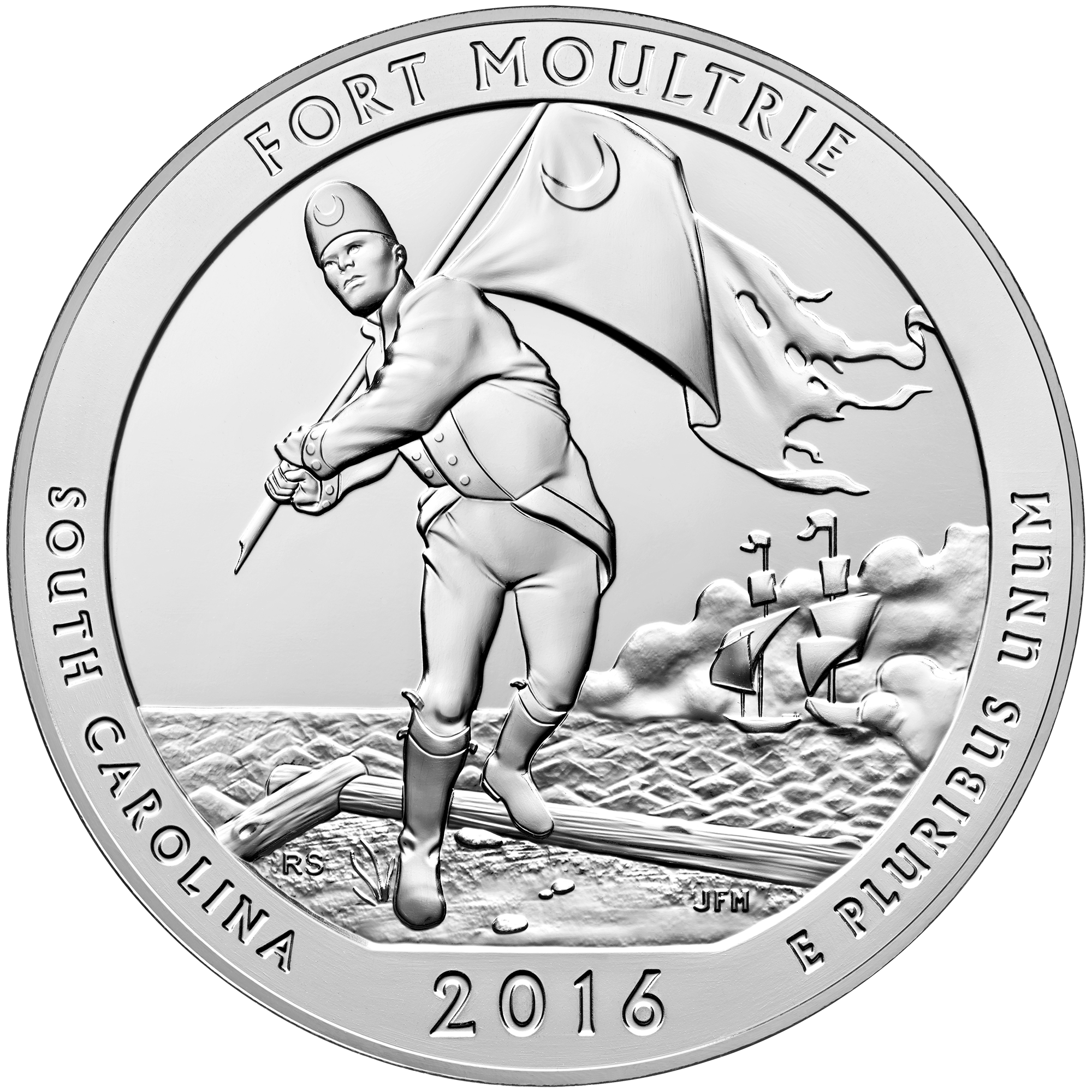 2016 Fort Moultrie · exact standard five-ounce bullion reverse