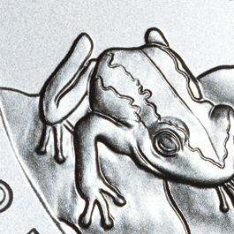 Same reverse, enlarged detail: The coquí