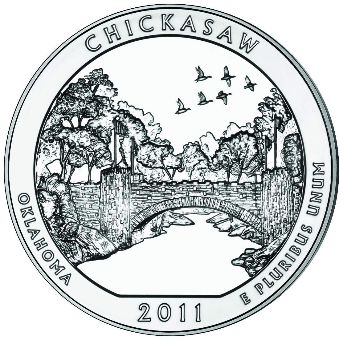 2011 Chickasaw National Recreation Area · official five-ounce uncirculated edition, reverse