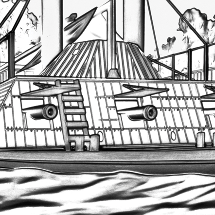Same reverse, enlarged detail: The hull