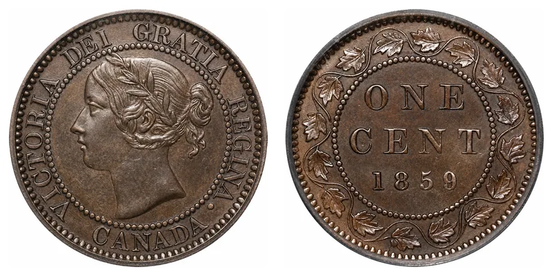 Victoria One Cent (1858 and 1859) obverse