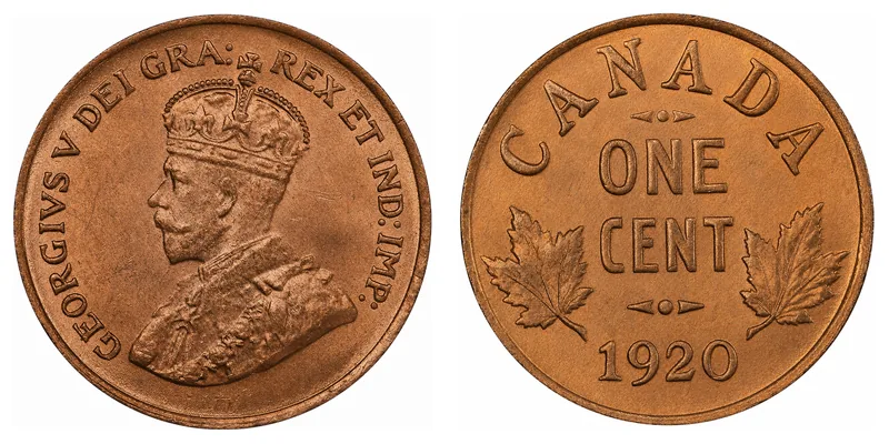 George V One Cent (1911–1920) obverse