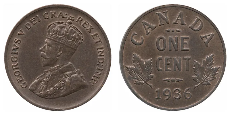 George V One Cent (1920–1936) obverse