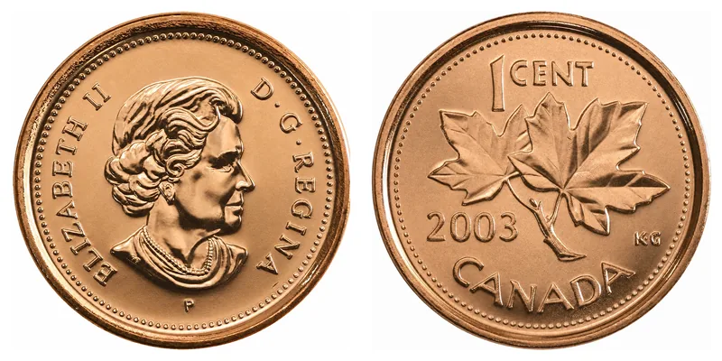 Elizabeth II One Cent (1990–2003) obverse