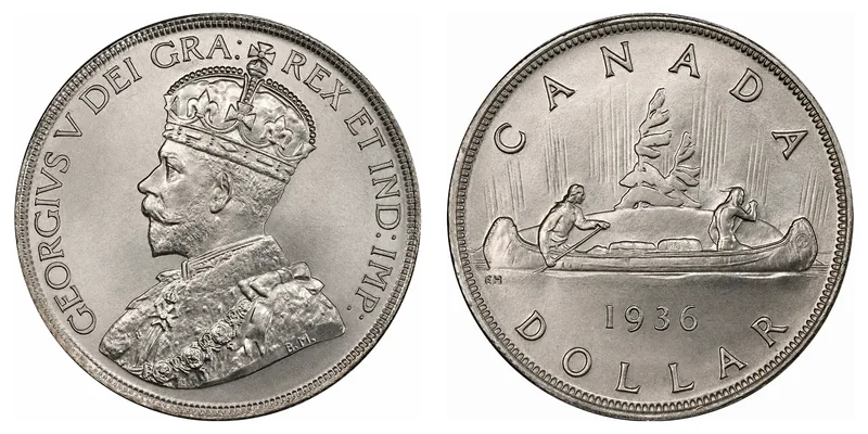 George V One Dollar (1935 and 1936) obverse