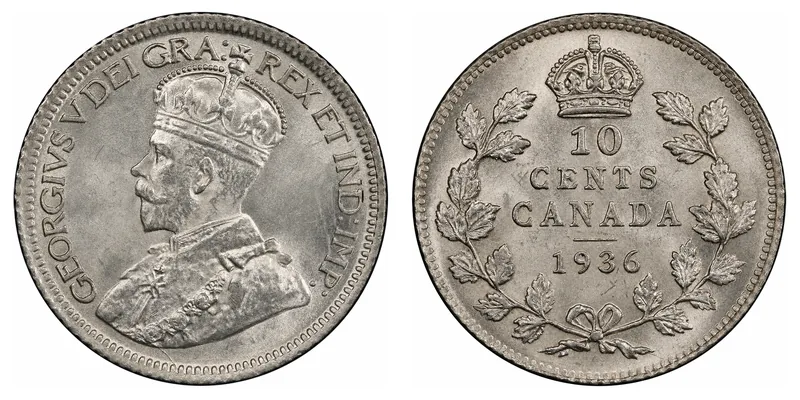 Crossed Maple Boughs Ten Cents obverse