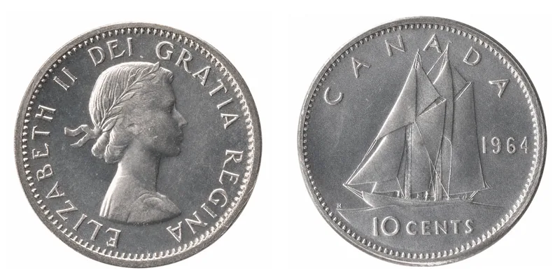 Elizabeth II Ten Cents (1953–1964) obverse