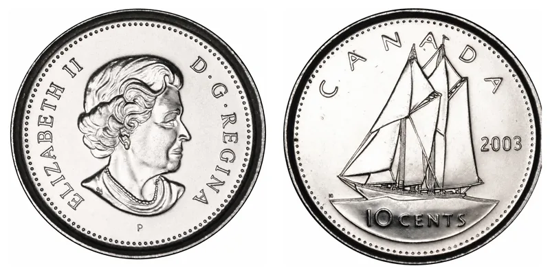 Elizabeth II Ten Cents (1990–2003) obverse