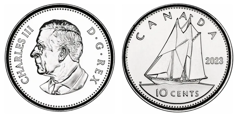 Charles III Ten Cents (2023–2026) obverse