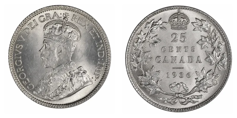 George V Twenty-Five Cents (1922–1936) obverse