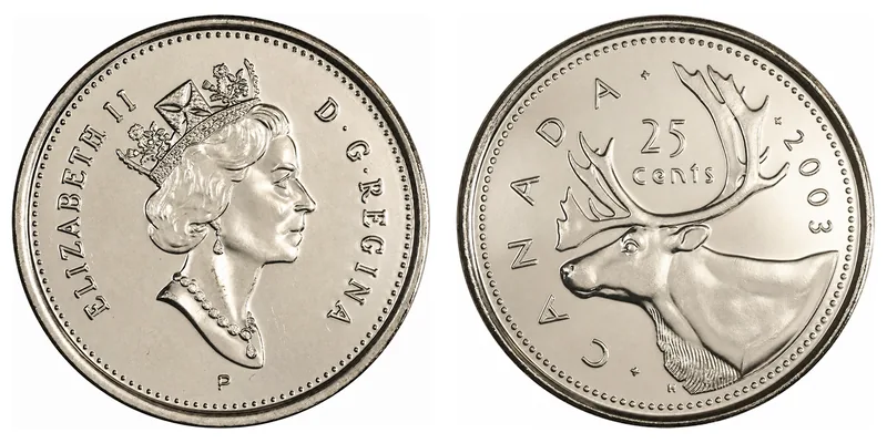 Elizabeth II Twenty-Five Cents (1990–2003) obverse