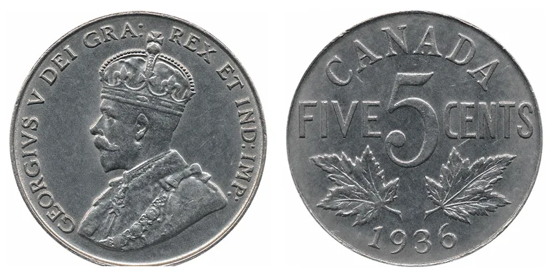 George V Five Cents (1922–1936) obverse