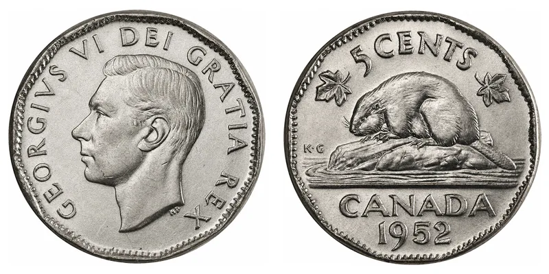 George VI Five Cents (1937–1952) obverse