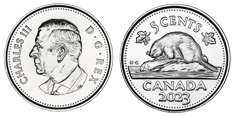 Charles III Five Cents (2023–2026) obverse