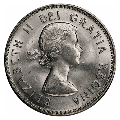 Elizabeth II Five Cents (1953–1964) obverse