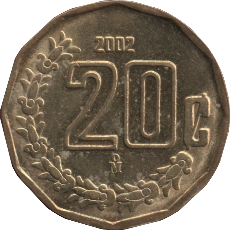 large 20 centavos · reverse · 2002