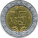5 Pesos · Family B reverse design reference