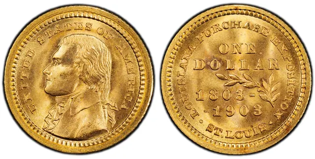 1903 G$1 LA Purch-Jefferson obverse and reverse thumbnail