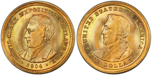 1904 G$1 Lewis and Clark obverse and reverse thumbnail