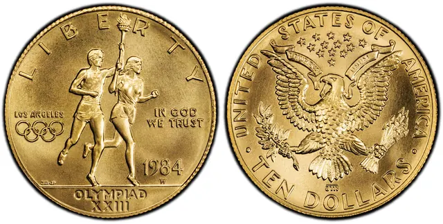 1984-W $10 Olympic obverse and reverse thumbnail