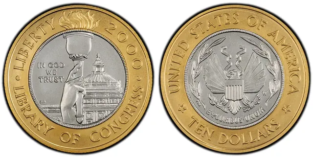 2000-W $10 Library of Congress obverse and reverse thumbnail