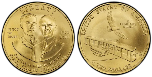 2003-W $10 First Flight obverse and reverse thumbnail