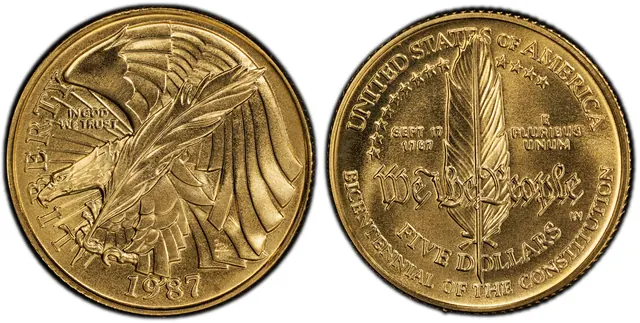 1987-W $5 Constitution obverse and reverse thumbnail
