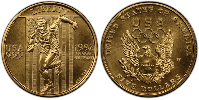 1992-W $5 Olympic obverse and reverse thumbnail