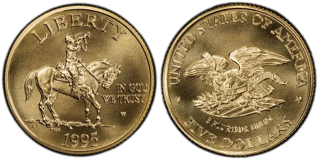 1995-W $5 Civil War obverse and reverse thumbnail