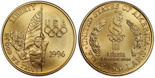 1996-W $5 Flag obverse and reverse thumbnail