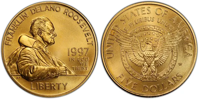 1997-W $5 F.D.R obverse and reverse thumbnail