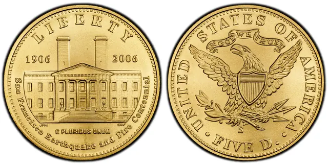 2006-S $5 San Francisco Old Mint obverse and reverse thumbnail