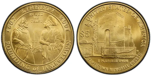 2007-W $5 Jamestown obverse and reverse thumbnail