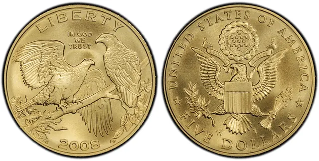 2008-W $5 Bald Eagle obverse and reverse thumbnail
