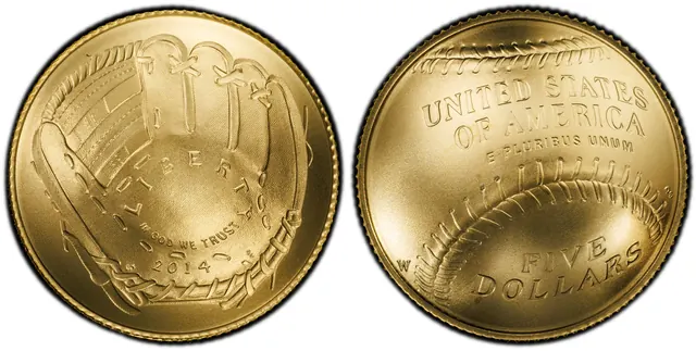 2014-W $5 Baseball Hall of Fame obverse and reverse thumbnail