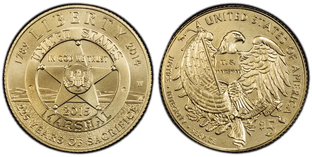 2015-W $5 U.S. Marshals Service obverse and reverse thumbnail