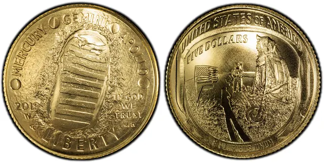 2019-W $5 Apollo 11 50th Anniversary obverse and reverse thumbnail
