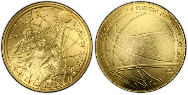 2020-W $5 Basketball Hall of Fame obverse and reverse thumbnail