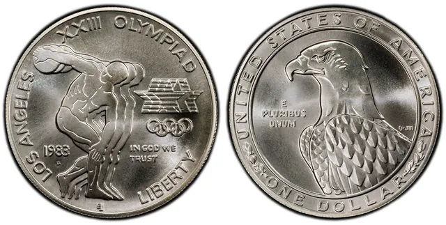 1983-D $1 Olympic obverse and reverse thumbnail