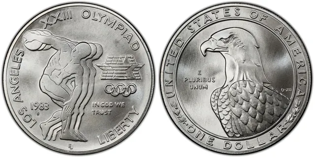1983-S $1 Olympic obverse and reverse thumbnail