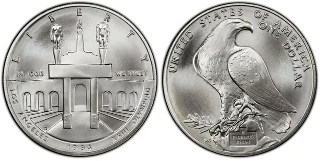 1984-D $1 Olympic obverse and reverse thumbnail