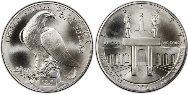 1984-P $1 Olympic obverse and reverse thumbnail