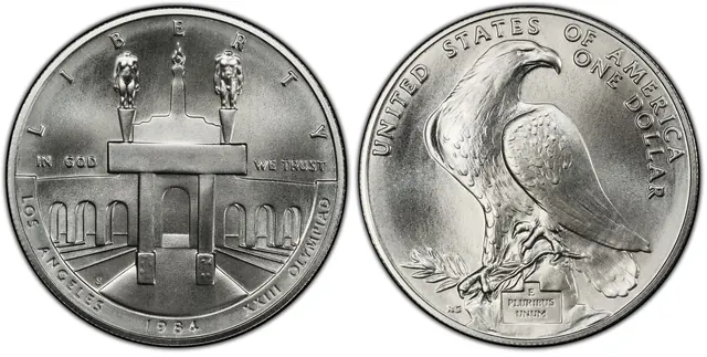 1984-S $1 Olympic obverse and reverse thumbnail