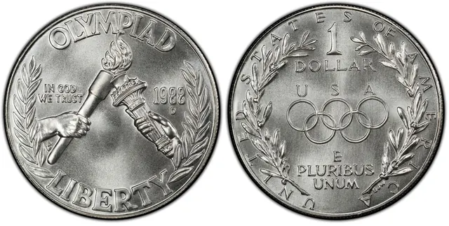 1988-D $1 Olympic obverse and reverse thumbnail