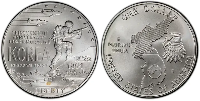 1991-D $1 Korea obverse and reverse thumbnail