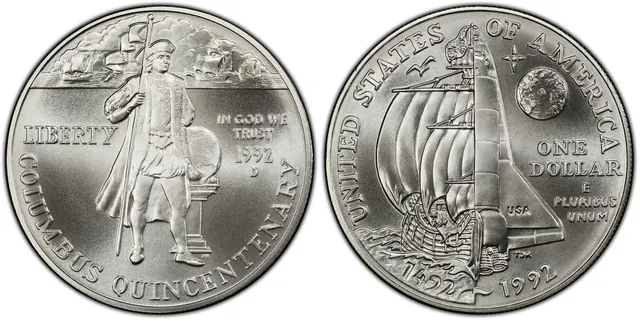 1992-D $1 Columbus obverse and reverse thumbnail