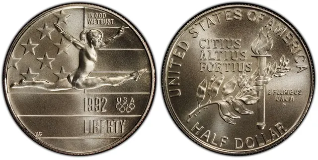 1992-P 50C Olympic obverse and reverse thumbnail