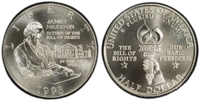 1993-W 50C Madison obverse and reverse thumbnail