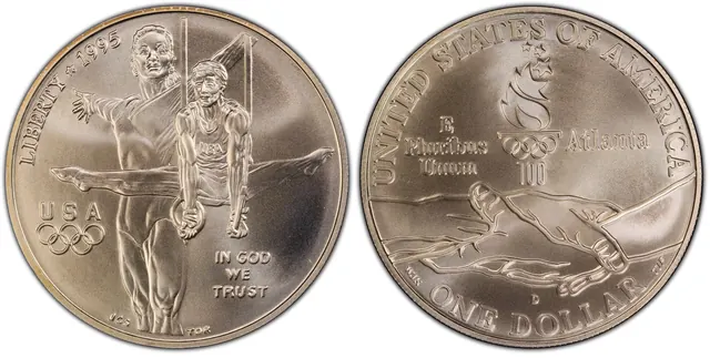 1995-D $1 Gymnastics obverse and reverse thumbnail