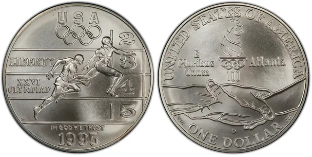 1995-D $1 Track & Field obverse and reverse thumbnail